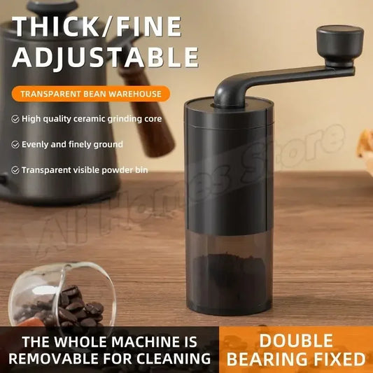 Manual Coffee Grinder with Ceramic Burr – Adjustable Hand Crank Bean Grinder for Home & Travel