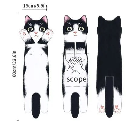Funny Cat-Shaped Hanging Hand Towels – Soft Microfiber Quick-Dry Towels for Kitchen & Bathroom