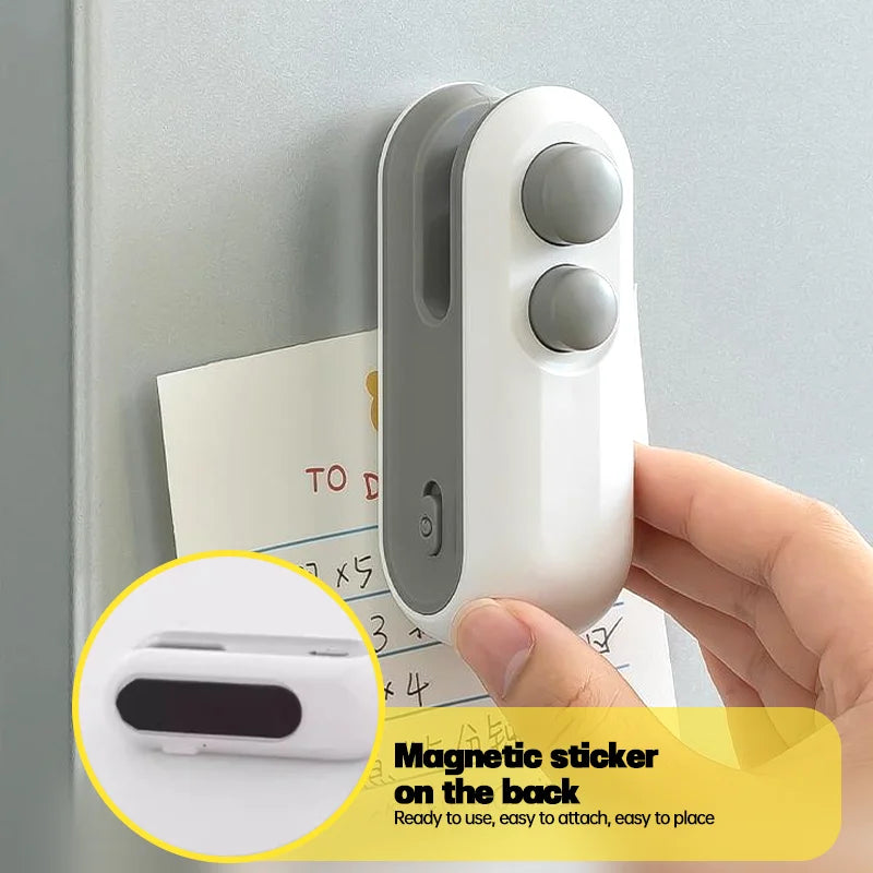2-in-1 Mini Rechargeable Bag Sealer – Heat Sealer & Cutter with Magnetic Back for Snack Storage