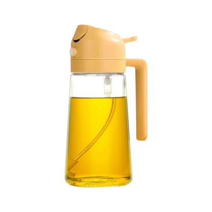 2-in-1 Oil Dispenser Bottle – 500ml Spray & Pour Plastic Container for Cooking, BBQ & Camping
