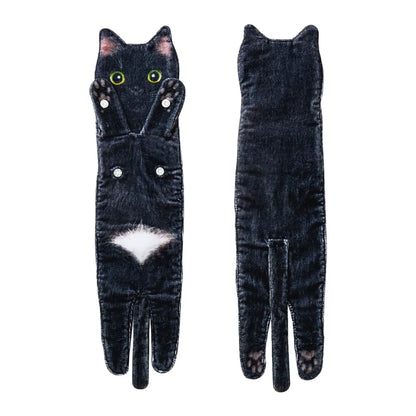 Funny Cat-Shaped Hanging Hand Towels – Soft Microfiber Quick-Dry Towels for Kitchen & Bathroom