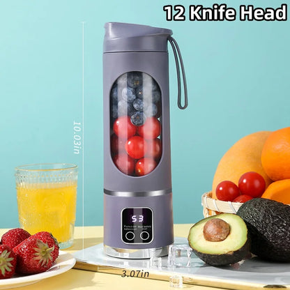 Mini Electric Portable Juicer Cup – 450ml Rechargeable Blender with Digital Display
