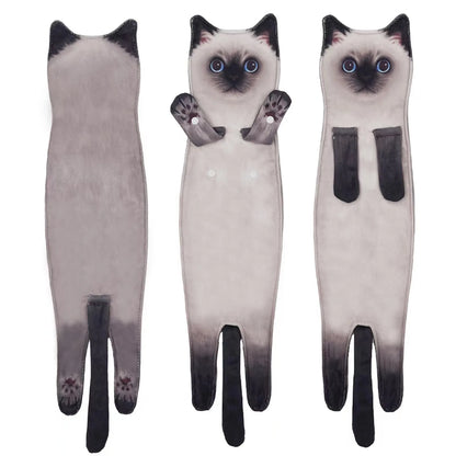 Funny Cat-Shaped Hanging Hand Towels – Soft Microfiber Quick-Dry Towels for Kitchen & Bathroom