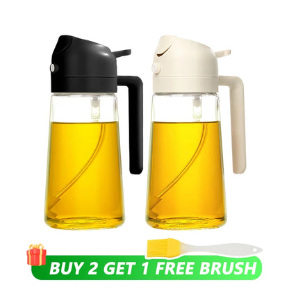 2-in-1 Oil Dispenser Bottle – 500ml Spray & Pour Plastic Container for Cooking, BBQ & Camping