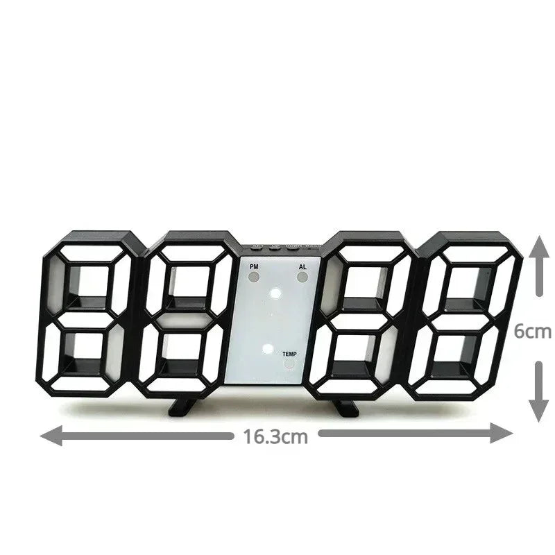 3D LED Digital Wall Clock – Time, Date & Temperature Display Alarm Clock for Home, Kitchen & Office