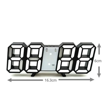 3D LED Digital Wall Clock – Time, Date & Temperature Display Alarm Clock for Home, Kitchen & Office
