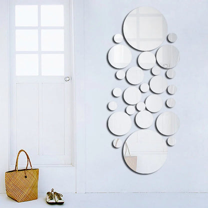 32PCS 3D Acrylic Mirror Wall Stickers – Modern DIY Decorative Decals for Living Room, Bedroom & Bathroom