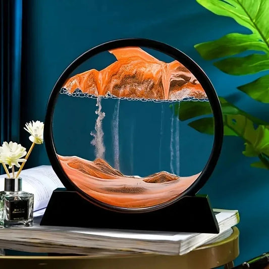 3D Moving Sand Art Hourglass – Round Glass Quicksand Flow Painting for Home & Office Decor