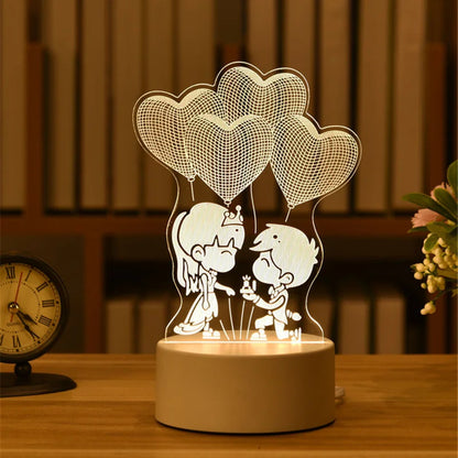 3D Acrylic LED Night Light – USB Neon Sign Lamp for Christmas, Bedroom & Gift Decor