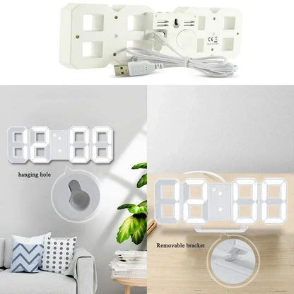 3D LED Digital Wall Clock – Time, Date & Temperature Display Alarm Clock for Home, Kitchen & Office
