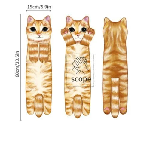 Funny Cat-Shaped Hanging Hand Towels – Soft Microfiber Quick-Dry Towels for Kitchen & Bathroom