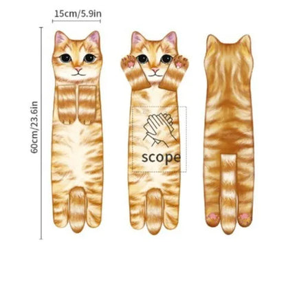 Funny Cat-Shaped Hanging Hand Towels – Soft Microfiber Quick-Dry Towels for Kitchen & Bathroom