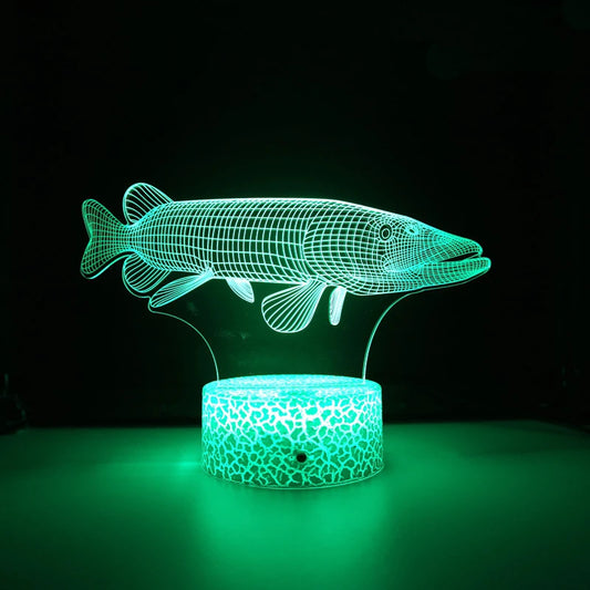 3D Illusion Fish LED Night Light – Touch-Control Acrylic Lamp with 7/16 Color Modes for Kids & Bedroom Decor