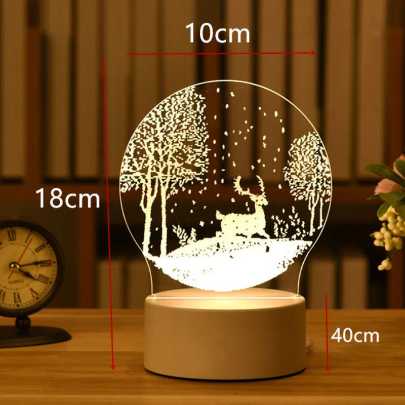 3D Acrylic LED Night Light – USB Neon Sign Lamp for Christmas, Bedroom & Gift Decor