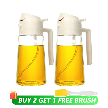 2-in-1 Oil Dispenser Bottle – 500ml Spray & Pour Plastic Container for Cooking, BBQ & Camping