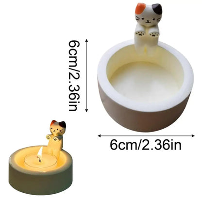 Cute Kitten Candle Holder – Aromatherapy Resin Figurine for Desktop & Home Decor