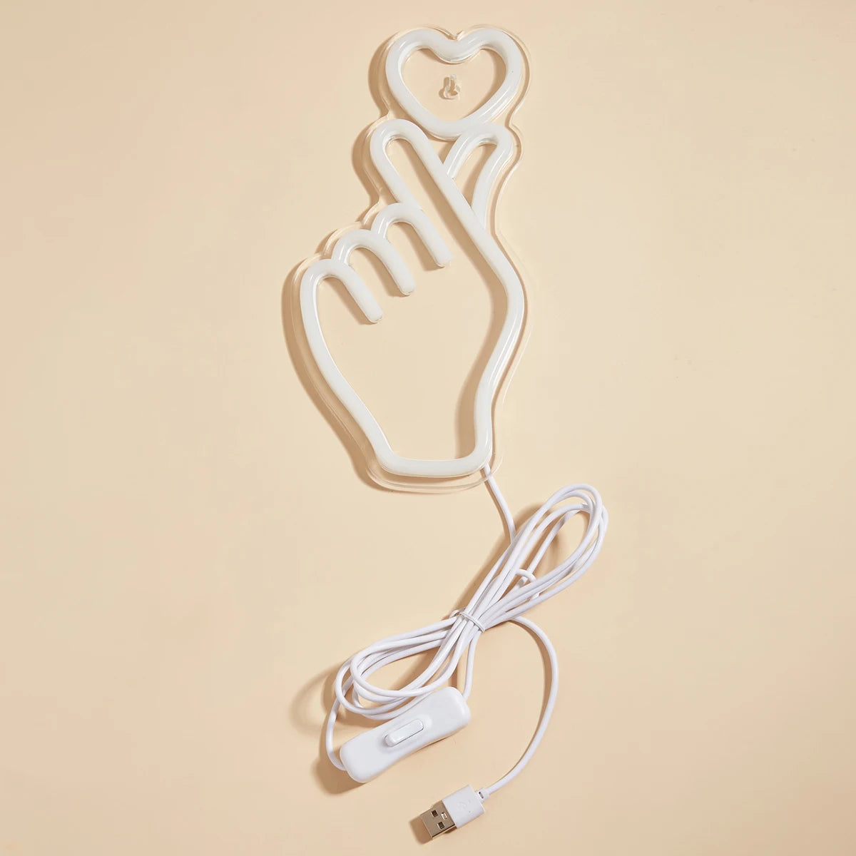LED Neon Hand & Heart Sign – USB Powered Wall Light for Bedroom, Game Room & Living Room Decor