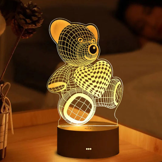 3D Acrylic LED Night Light – USB Neon Sign Lamp for Christmas, Bedroom & Gift Decor