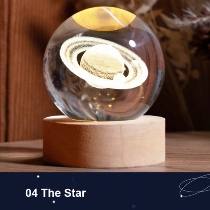 Milky Way Galaxy Crystal Ball LED Night Light – Solar System Ambient Lamp for Kids & Bedroom Decor